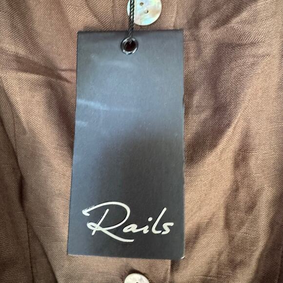 Rails Dress Clement Button-Front Belted Midi Linen Blend Green Minimalist S NWT - Picture 9 of 12